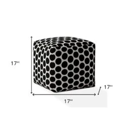 Homezia 17" Black And White Cotton Polka Dots Pouf Ottoman -Home Furniture Shop e1df567620074656b8f0132430a4b70e