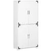 Industrial Style 4-Door Cabinet Pantry Cupboard With Storage Shelves For Bedroom And Living Room, White -Home Furniture Shop e27c841328f840809ce88dcffdc7448d