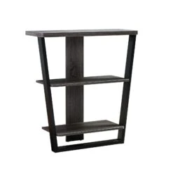 Hedy 34 Inch Modern Console Table, 3 Shelf, Slanted Legs, Two Toned, Black-Benzara