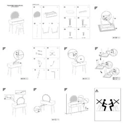 32 Inch 2 Piece Vanity Dressing Table Set With LED Mirror, 2 Drawers, And A Cushioned Stool, White Solid Wood-Benzara -Home Furniture Shop e382c5d3cffc4cd0be24dd6c591d4897