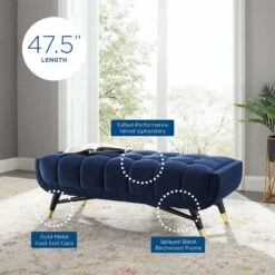 Adept 47.5" Performance Velvet Bench-Benzara 15 Adept 47.5" Performance Velvet Bench-Benzara -Home Furniture Shop e956ced226d74ddf92a243abf08b0a60