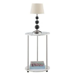 Designs2Go No Tools 2 Tier Round End Table-Benzara