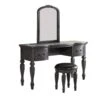3 Piece Vanity Set With Carved Mirror And Turned Legs, Gray-Benzara -Home Furniture Shop ee2045afb1654ceebc141cee12c15dcf
