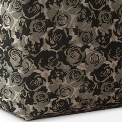 Homezia 17" Beige Canvas Floral Pouf Ottoman -Home Furniture Shop eee641656f1c466cad7ae0679ad2bb84