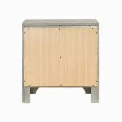 Two Drawers Wooden Nightstand With Oversized Ring Handles, Silver- Benzara -Home Furniture Shop eeffa9f928504f92b4f22b55971349d0