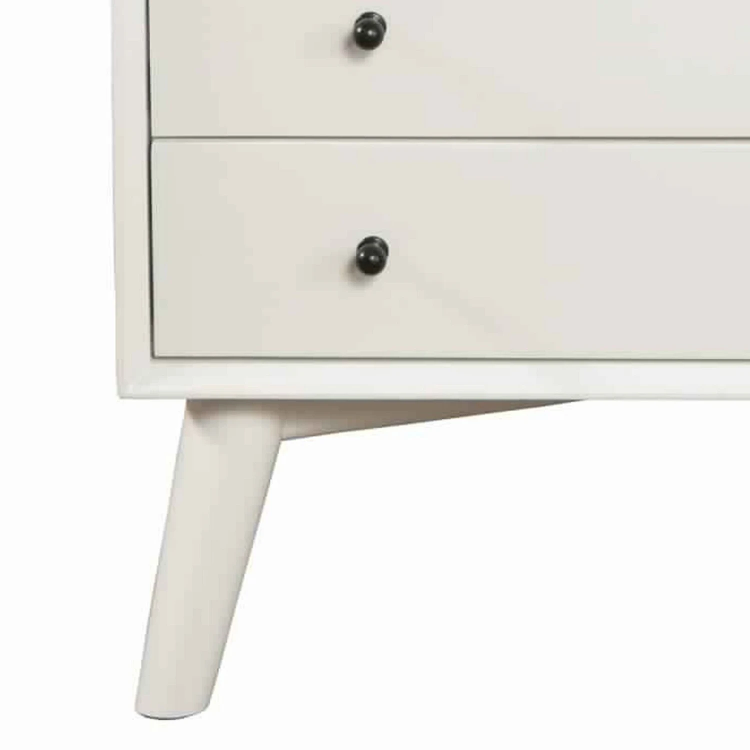 2 Drawer Wooden Nightstand With Open Compartment And Splayed Legs, White-Benzara 5 2 Drawer Wooden Nightstand With Open Compartment And Splayed Legs, White-Benzara - Image 3