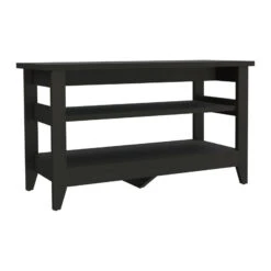 DEPOT E-SHOP Mason Storage Bench, Two Open Shelves, Black -Home Furniture Shop f054c4d664a64bc59f76608642548ffc