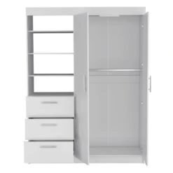 DEPOT E-SHOP Laurel 3-Tier Shelf And Drawers Armoire With Metal Handles, Black -Home Furniture Shop f0aacdb53333467585d479293fd1d6fb