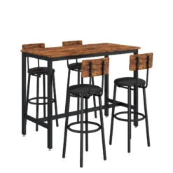 Bar Table Set With 4 Bar Stools PU Soft Seat With Backrest -Home Furniture Shop f1b1839eab9f4943bf7a3be38d67101e