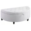 Half Moon Modern Luxurious Polyester Fabric Storage Ottoman Bench With Legs Lift Lid Thick Sponge Pad For Living Room, White -Home Furniture Shop f267ea209188436cafe2ebc9dbd254a6