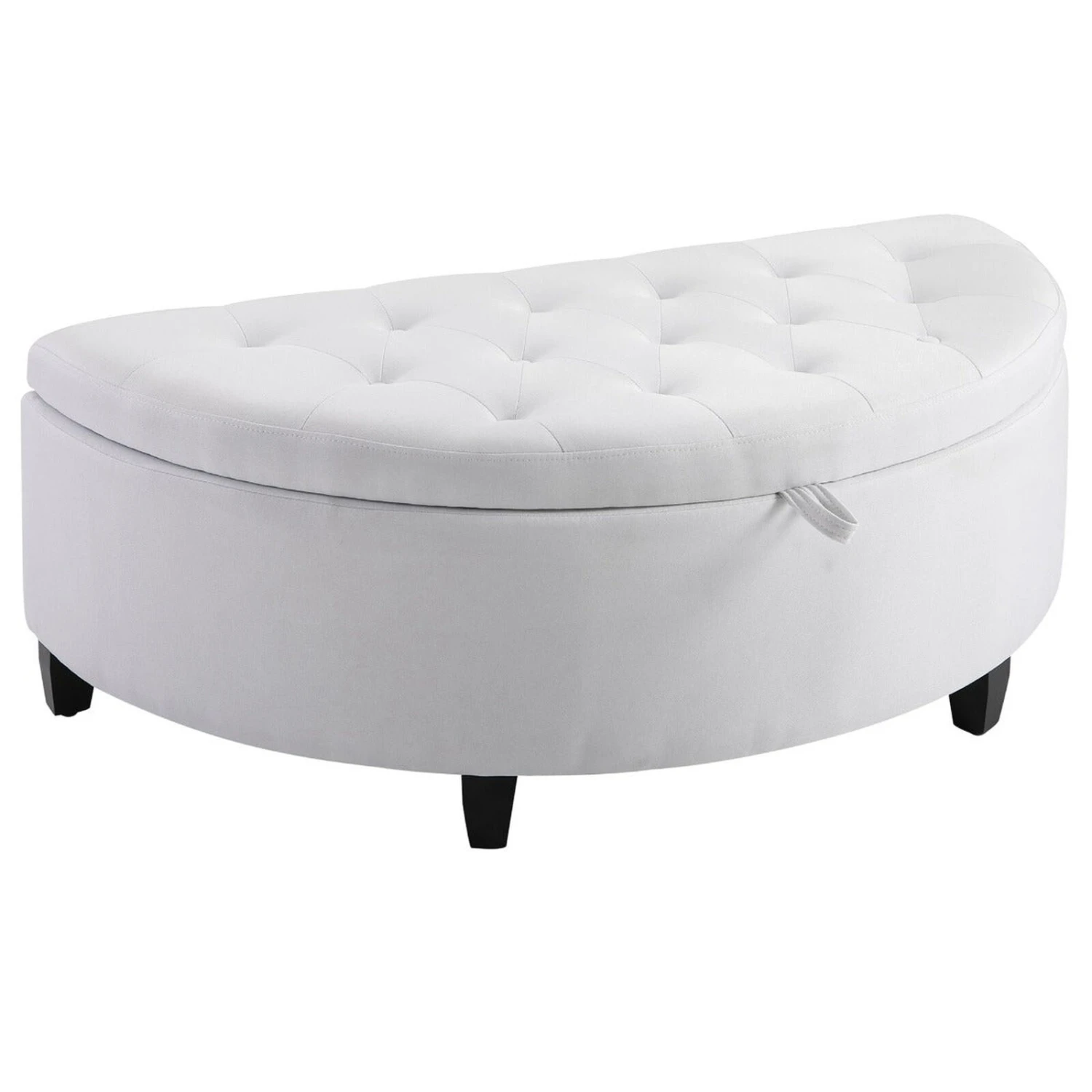 Half Moon Modern Luxurious Polyester Fabric Storage Ottoman Bench With Legs Lift Lid Thick Sponge Pad For Living Room, White 3 Half Moon Modern Luxurious Polyester Fabric Storage Ottoman Bench With Legs Lift Lid Thick Sponge Pad For Living Room, White