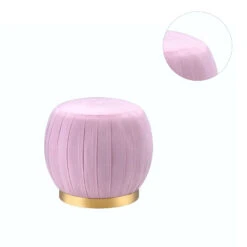 Round Ottoman With Gold Base In Pink -Home Furniture Shop f29029b3785a4dbdb827ec2154697b41