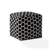 Homezia 17" Black And White Cotton Polka Dots Pouf Ottoman