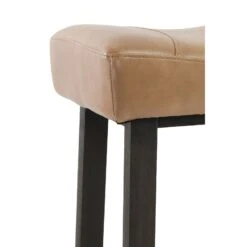 26 Inch Wooden Frame Leatherette Backless Counterstool, Beige-Benzara -Home Furniture Shop f36ad00510604817a4c63384b371e13e