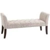 End Of Bed Bench With Button Tufted Design, Upholstered Bench With Arms And Solid Wood Legs For Bedroom, Beige 1 End Of Bed Bench With Button Tufted Design, Upholstered Bench With Arms And Solid Wood Legs For Bedroom, Beige -Home Furniture Shop f492fccdc0a64e6c9fe930cd099dbfae