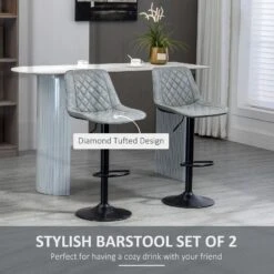 Bar Stools, Bar Stools With Backs, Foot Rest, Round Base And Soft Upholstery For Kitchen, Bar, Swivel Bar Stools, Grey -Home Furniture Shop f542832ea4c241ab91369a970042c140