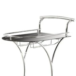 Dazzling Serving Cart With 2 Black Glass Shelves, Silver - Benzara -Home Furniture Shop f74692b1944745d7bf069927bad6e6d0