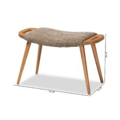 Baxton Studio Banner Mid-Century Modern Light Brown Fabric Upholstered And Oak Brown Finished Wood Accent Bench-Benzara -Home Furniture Shop f7acfe62f14f461aa425e5aaabaab205