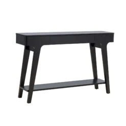 Lue 47 Inch Wood Console Sofa Table, 1 Drawer, Bottom Shelf, Black-Benzara