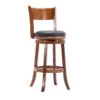 Pal 29 Inch Swivel Bar Stool, Solid Wood, Bonded Leather, Walnut Brown-Benzara -Home Furniture Shop f8849a1a0ee44d0a82fe65132a8bea4f