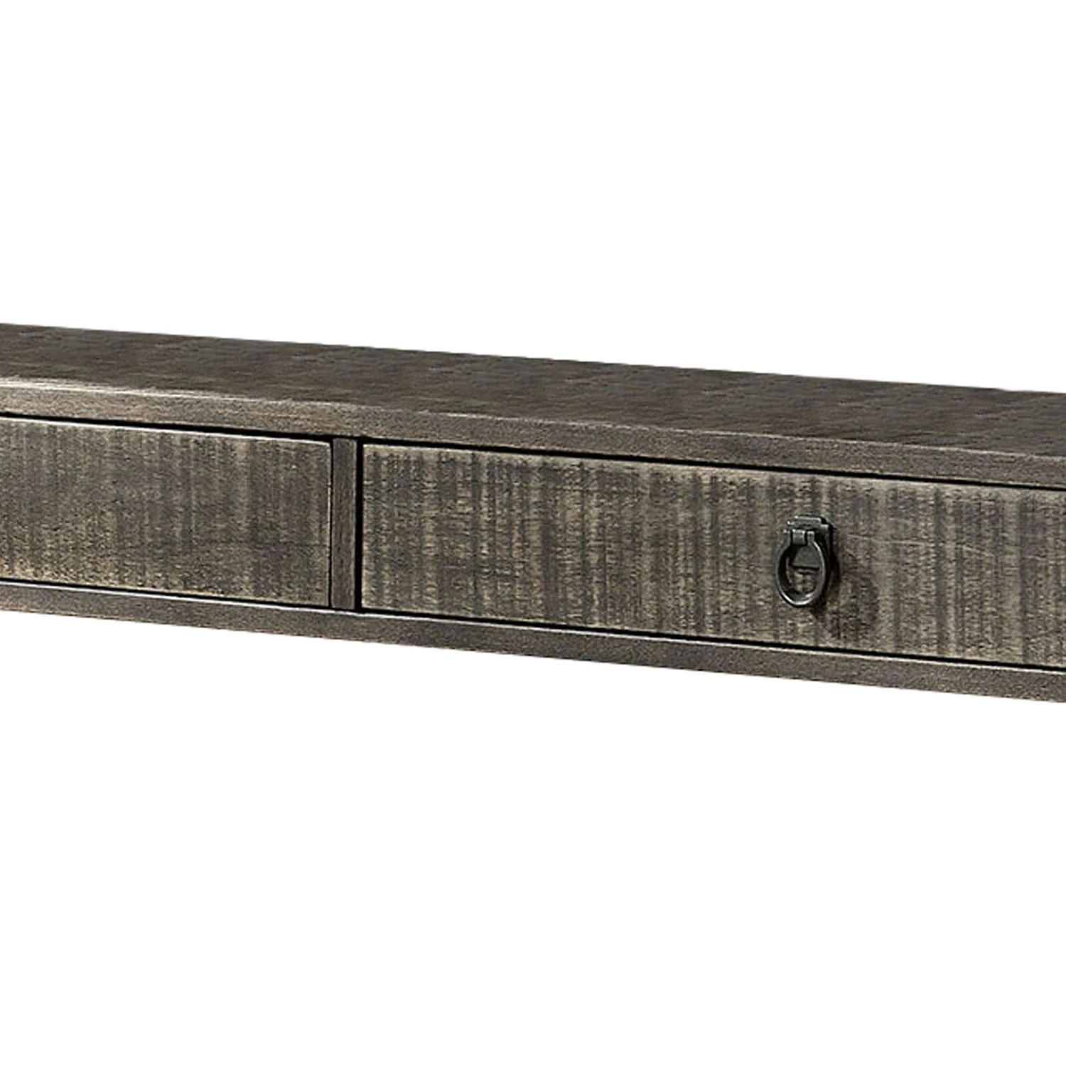 Rectangular Wooden Sofa Table With Metal Powder Coated Base, Gray And Black-Benzara 4 Rectangular Wooden Sofa Table With Metal Powder Coated Base, Gray And Black-Benzara - Image 2