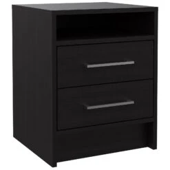 Homezia Light And Dark Oak Two Drawer Nightstand